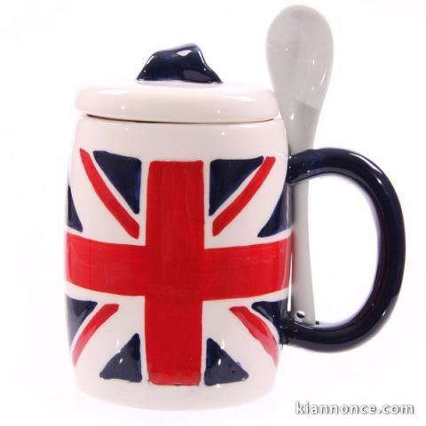 Tasse Avec Couvercle Et Cuillère Drapeau Britannique