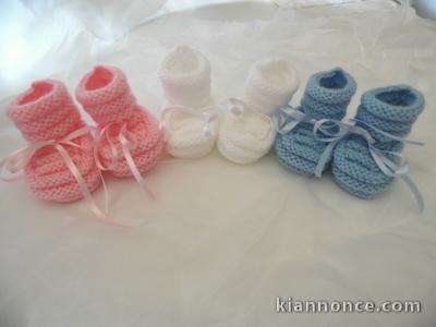 Tricot bébé chaussons taille naissance   
