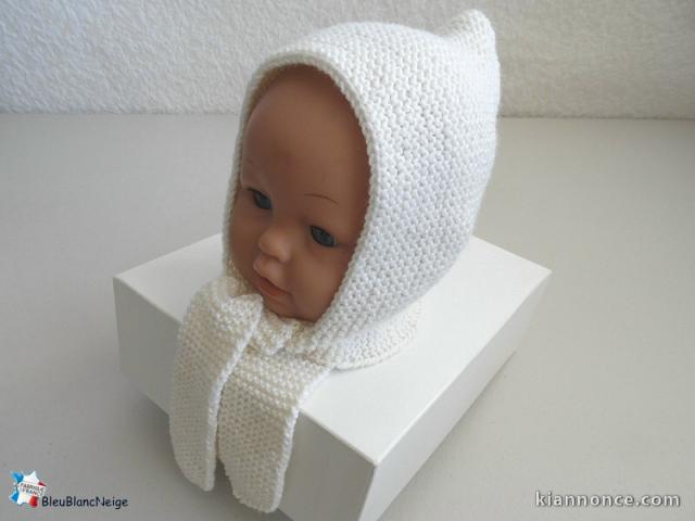 Tricot bb bonnet echarpe tricoté main 