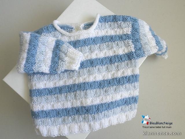 Brassière bébé, tricoté main, tricot bb, layette, garçon