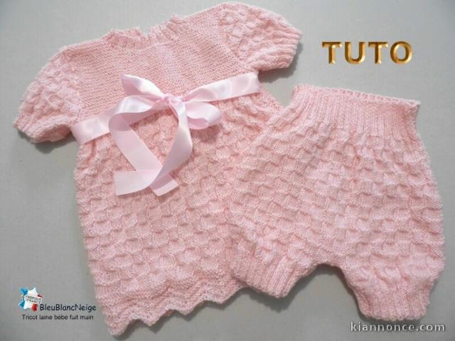 Fiche Tricot bébé, TUTO, explications Robe et bloomer bb