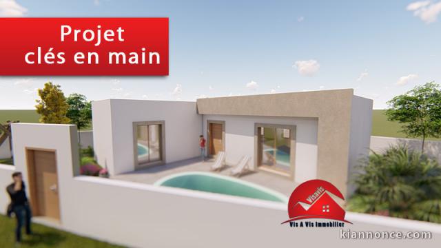 A VENDRE UN PROJET D UNE VILLA AVEC PISCINE A HOUMT SOUK DJERBA