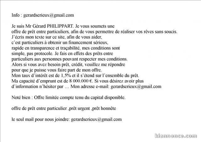   OFFRE DE PRËT ENTRE PARTICULIER sérieux 