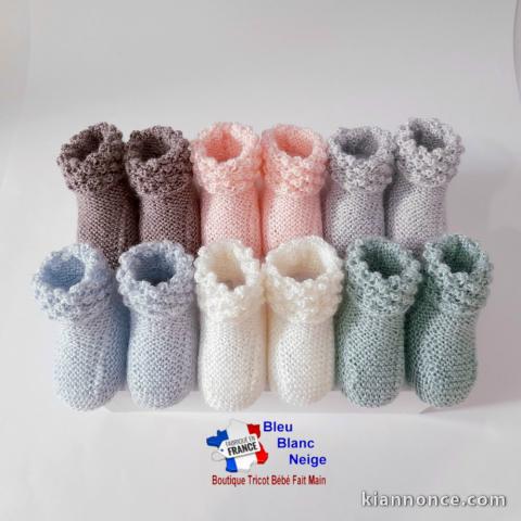 Chaussons tricot bébé modèles layette bb tricotés main