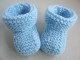 Chaussons bleus revers tricot laine b&eacute;b&eacute; fait main