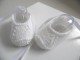 Chaussons BLANCS Ballerines layette b&eacute;b&eacute; tricot laine