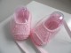 Chaussons ROSES Ballerines layette b&eacute;b&eacute; tricot laine