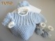 Tuto tricot b&eacute;b&eacute; trousseau BLEU AZUR ECRU 