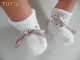 Explications tricot b&eacute;b&eacute;, tuto chaussons blanc vagues