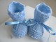 Chaussons bleu aquilon tricot b&eacute;b&eacute; motif crans