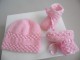 Bonnet et chaussons roses astra tricot b&eacute;b&eacute;