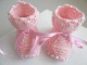 Chaussons cali rose tricot b&eacute;b&eacute; motif crans