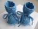 Chaussons cali bleu charron tricot b&eacute;b&eacute; motif crans