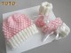 TUTO, Tricot b&eacute;b&eacute; bonnet chaussons cali rose &eacute;cru, laine bb