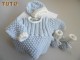 Explications, Tuto tricot b&eacute;b&eacute; trousseau BLEU AZUR ECRU