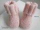 Chaussons tricot b&eacute;b&eacute;, ROSE, laine M&eacute;rinos, fait main