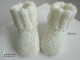 Chaussons tricot b&eacute;b&eacute;, ECRU, laine M&eacute;rinos, fait main