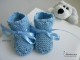 Chaussons tricot b&eacute;b&eacute;, BLEU, laine M&eacute;rinos, fait main