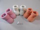 Lot 3 paires chaussons b&eacute;b&eacute; M&eacute;rinos pas cher bb FILLE tricot&eacute;s ma
